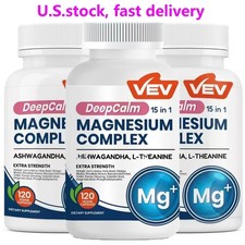 1-3 Pack VEV DeepCalm 15 in 1 Magnesium Glycinate & Citrate Complex 120 Capsules picture