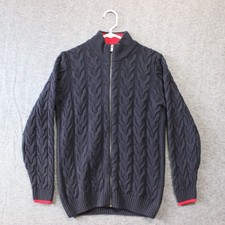 Sir Raymond Tailor Full Zip Cardigan Sweater Sz M Cable Knit Blue SRT Golf Club picture
