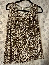 Anne Klein 1X Leopard Print Sleeveless Tunic Top Animal Print Blouse picture