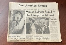 MANSON FOLLOWER SIEZED ATTEMPTS TO KILL FORD LA Times 9 6 1975 Squeaky Fromme picture