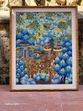 Vintage 1973/74 DLJ Made Bawa Sayan Ubud Signed Painting Bali Painting picture