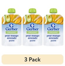 Gerber Organic Stage 2 Baby Food, Pear Mango Avocado Puree 3.5 oz Pouch 3 Pack picture