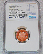 2021 S US Mint 7-Coin Silver Proof SET Version LINCOLN CENT Penny NGC PF70 RD ER picture