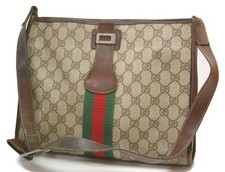 GUCCI GG Sherry Line Shoulder Bag PVC Leather Brown 0925a picture