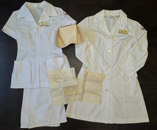 Vintage 60s 70s Nurse Uniform Lot Bell Bottoms Cap 1975 Letter MSU Nursing picture