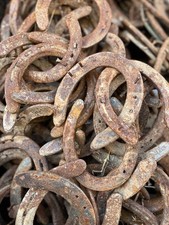 50 Used Steel Nevada Rusty Horseshoes W/Nails Lot Art Decor Rustic Western Weld picture