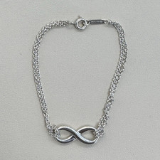 Tiffany & Co. Signed Sterling Silver Infinity Cable Chain Bracelet Lobster picture