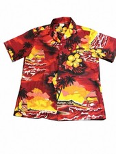 Vintage Kalena Fashions Hawaii Men’s M Red Windsurfing Hawaiian Shirt USA picture