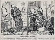 Anglo-Catholic Curate Ritualism 1865 Punch “Re-Converted Pervert” Cartoon picture