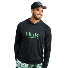HUK Pursuit Vented Long Sleeve Hoodie Fishing Shirt with Hood, Ocean Blue picture
