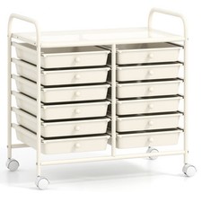 Costway 12 Drawers Rolling Storage Cart for Home and Office-White - Color: White picture