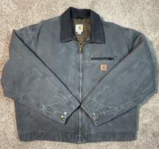 CARHARTT Detroit Jacket Mens XL Blanket Lined Sandstone Duck Canvas Gray J97 picture
