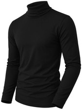 URBAN BUCK Mens Turtleneck Long Sleeve Sweater Rib Knit Slim Fit High Neck Top picture