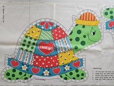 Vintage 70s Springs Mills Patchwork Turtle Fabric Panel Both Sides Included picture