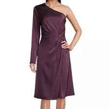 New Aidan Mattox Rich Shiraz One-Shoulder Knotted Midi-Dress Size 6 picture