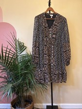 Knox Rose  Women's  Black/Tan Floral Dress Size Large picture