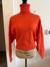 NWT Zara Women Bright Orange Cropped Turtleneck Sweater Size M 5536/119/615 picture