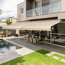 Patio Awning Manual Retractable Sun Shade Canopy Outdoor Deck Shelter 4 Size picture