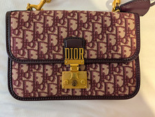 Dior Burgundy/Beige Monogram Canvas Leather Crossbody Handbag Gold Hardware picture