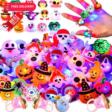 Gavoyeat Halloween Light Up Rings 50Pcs Party 1.2CM, Multicolor picture