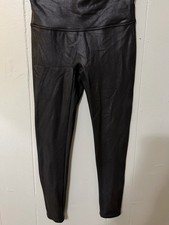 SPANX Black Faux Leather Leggings with Red Tag ( Petite Large ) picture