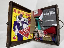 Vintage-Style Wooden Magic Trunk Filled With Magic Tricks picture