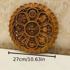 Dongyang Camphor Wood Round Wall Hanging Chinese Style Carved Decor picture