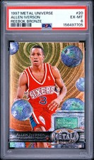RARE 🔥 PSA 6 1997 Allen Iverson 20 Reebok Bronze Metal Universe POP/35 picture
