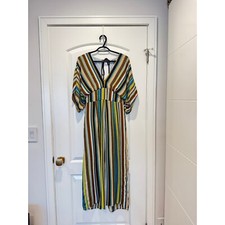 Adelyn Rae Striped Maxi Dress V-Neck Casual Bohemian Resort Size M picture