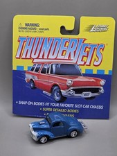 JOHNNY LIGHTNING TJET 1941 WILLYS GASSER BLUE FLAMED SLOT CAR BODY PULLBACK  picture