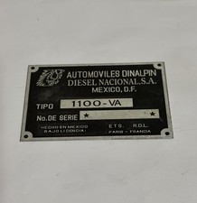 Data plate Renault Alpine Sign Id Plate A110 A 110 s91 Dinalpin 1100 Mexico picture