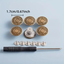 10PCS Jeans Buttons No Sew Jean Button Replacement with Screwdriver 17mm picture