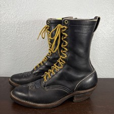 Hathorn Boot MFG Spokane WA Black Leather Lace-Up Boots Vibram Sole Men’s 10 D picture