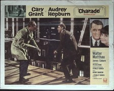 Charade Lobby Card #7 1963 Cary Grant in fight with George Kennedy on roof picture
