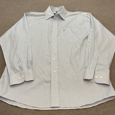 Rafter C Shirt Mens Large White Blue Check Long Sleeve Button Down Dress Cotton picture