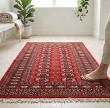 Red Pakistani Turkoman Rug 3x5, Bokhara Design, Vintage, picture