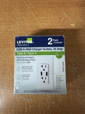 Leviton 2 PACK T5832-2BW USB In-Wall Charger Outlet - White picture