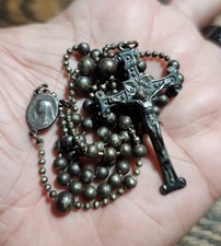 Vintage WWII Military Rosary Religious Catholic Medal Crucifix Pendant Lot #G picture