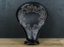 Black Leather Motorcycle Solo Seat Saddle Handmade Baroque Chopper Bobber Small  picture