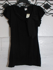 Maurices Women's Top Size S Black Round Neck Short Sleeve picture