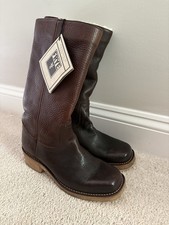 Frye Women’s US 9 Brown Leather Mid-Calf Shearling Style Lined Square Toe Boot picture