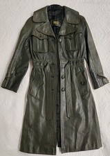 Women's Vintage 1970s Antelope green leather trench coat Germany size 40 picture