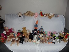 LOT OF 85 PIECES VINTAGE TY BEANIE ORIGINAL BABY STUFF ANIMALS DOGS BEARS MIXED picture