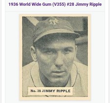 Jimmy Ripple Image Used For 1936 World Wide Gum  Baseball Card 5x7  Type 1 Photo picture