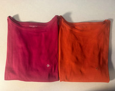 Talbots 2-Pack 100% Cotton Crewneck Long Sleeve Knit Tops Red/Orange M picture