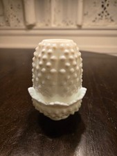 Vintage Fenton White Milk Glass Hobnail Fairy Lamp 4.5” picture