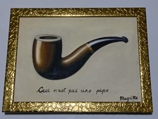 Rene Magritte , Painting Oil On Canvas , signed stamped vintage. picture