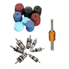 16PACK A/C Valve Core Kit AC System Cap & Valve Stem Cores Seal Remover Tool L picture