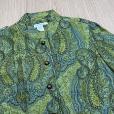 COLDWATER CREEK WOMEN'S PETITE MEDIUM PAISLEY CARDIGAN JACKET - ANTIQUED BUTTONS picture