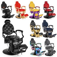 Vintage Heavy Duty Hydraulic Barber Chairs Reclining Salon Beauty Hair Stylings picture